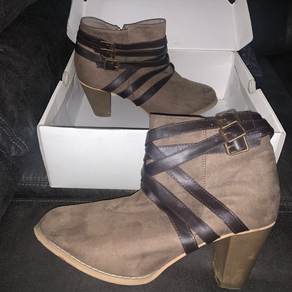 Brown Ankle Boots with Straps